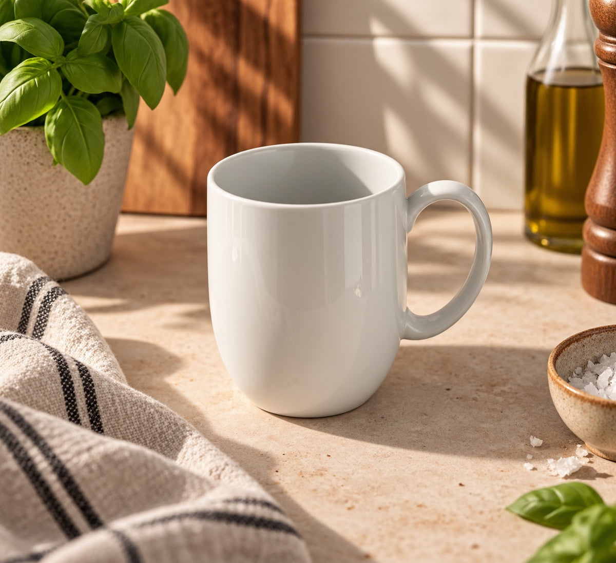 Witte Yaka Mug van 40 cl met subtiele verticale structuur