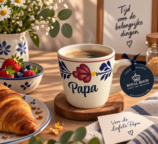 Boerenbont beker van 0,2 liter met de tekst Papa