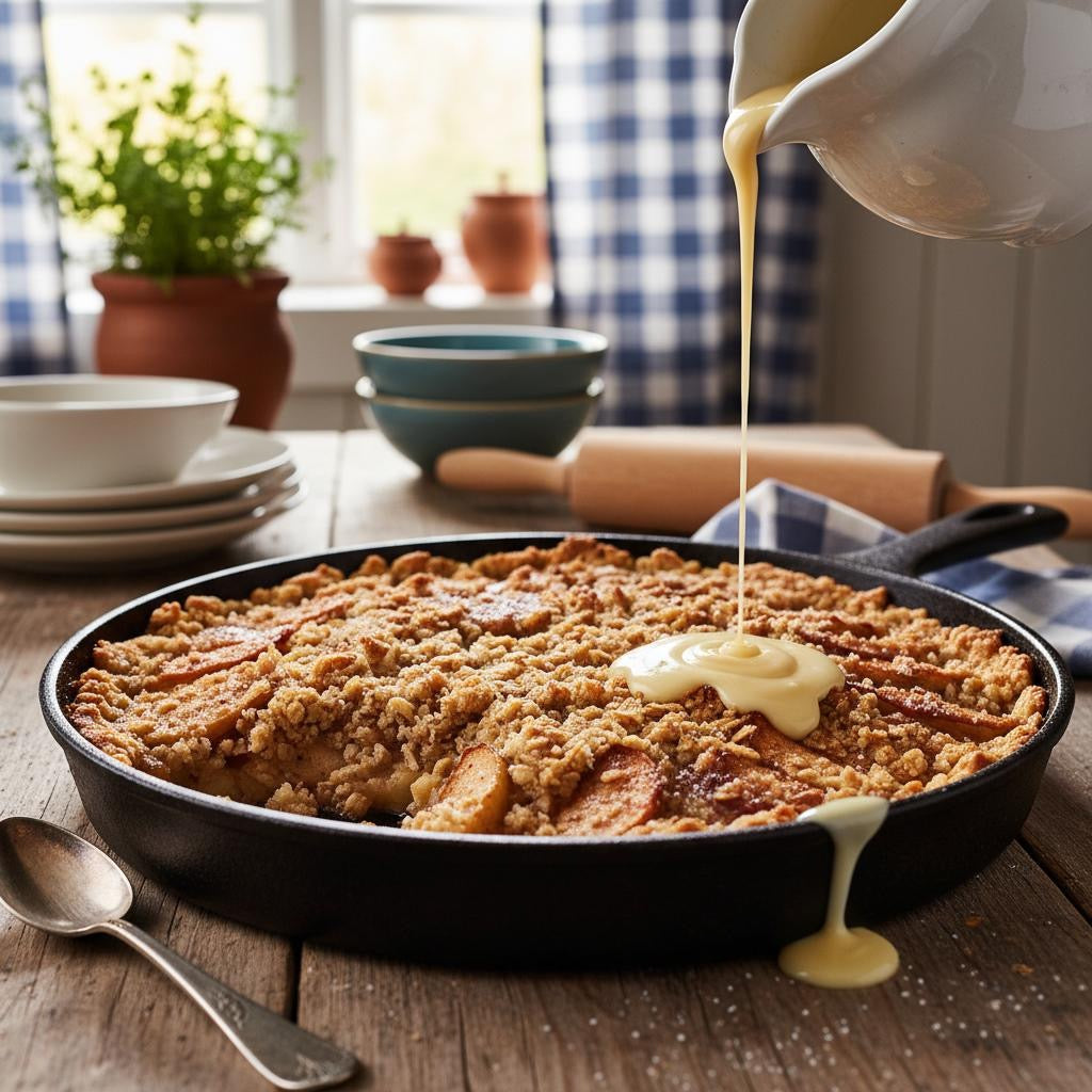 Appel Crumble met Vanillesaus - Warm Huiselijk Dessert
