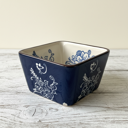 Dipkommetje Blauw Bloemmotief 12,5cm - productfoto
