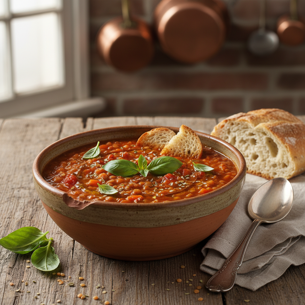 Italiaanse Tomaat-Linzensoep
