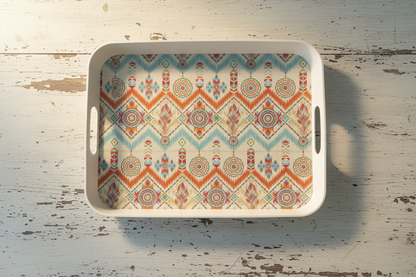 Dienblad Ibiza mandala print 31x41cm op vintage witte houten tafel
