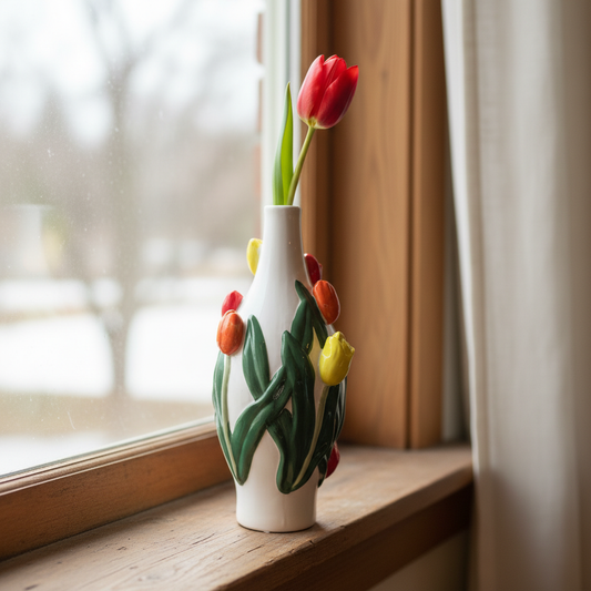 Tulpenvaas lifestyle vensterbank